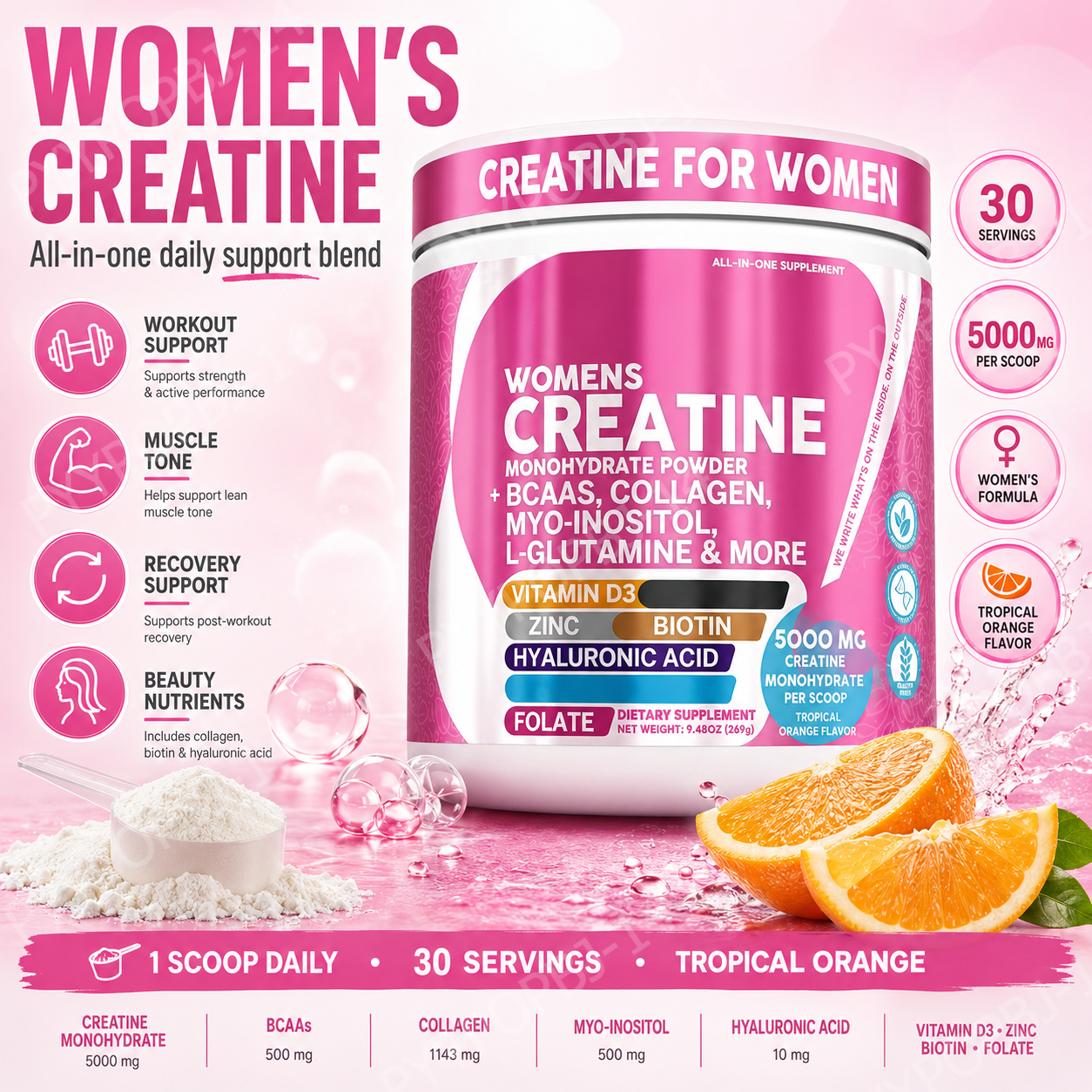 Woman Creatine Powder 269g Con - Nutrition Workout avaliação e preço